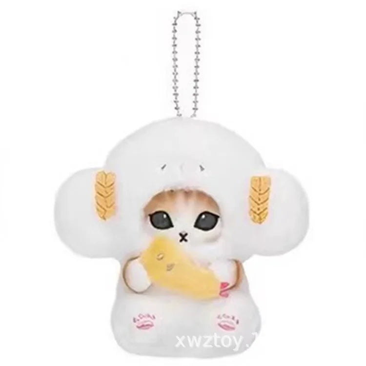 Kawaii Keychain Pendant – Cartoon Mofusand Shark Cat Cross-Dressing Doll, Backpack Decor & Toy