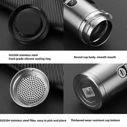 800ml-1L Stainless Steel Thermos Bottle — 304 Vacuum Tea Bottle with LED Temperature Display, Portable Drinking Cup
