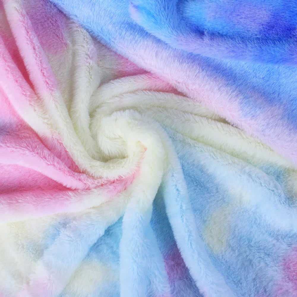 8MM Tie-Dye Plush Fur Fabric — Soft Gradient Rabbit Fur for DIY Dolls, Clothing, Pillows & Scarves