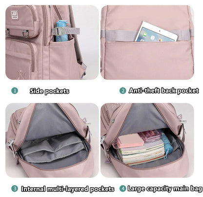 Large Capacity Student Backpack | Casual Waterproof Nylon Double-Shoulder College & Travel Bag