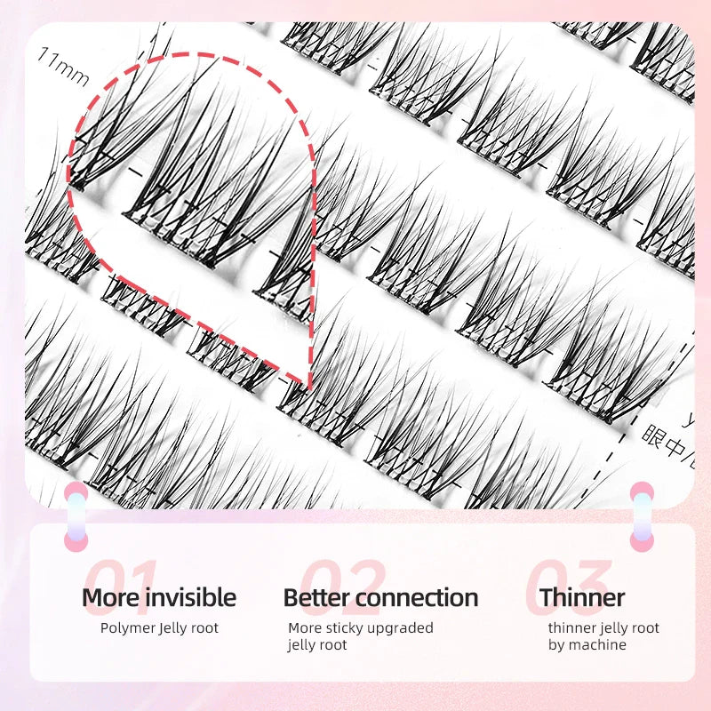 Yelix Self-Adhesive False Eyelashes — Reusable DIY Cluster Lashes, Glue-Free, Natural Soft