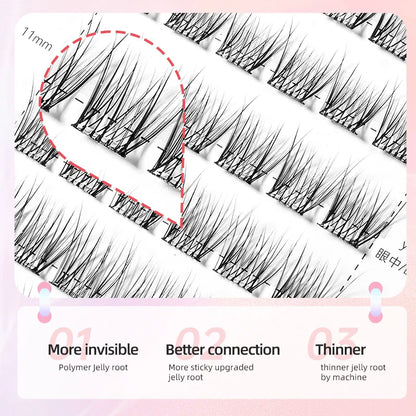 Yelix Self-Adhesive False Eyelashes — Reusable DIY Cluster Lashes, Glue-Free, Natural Soft