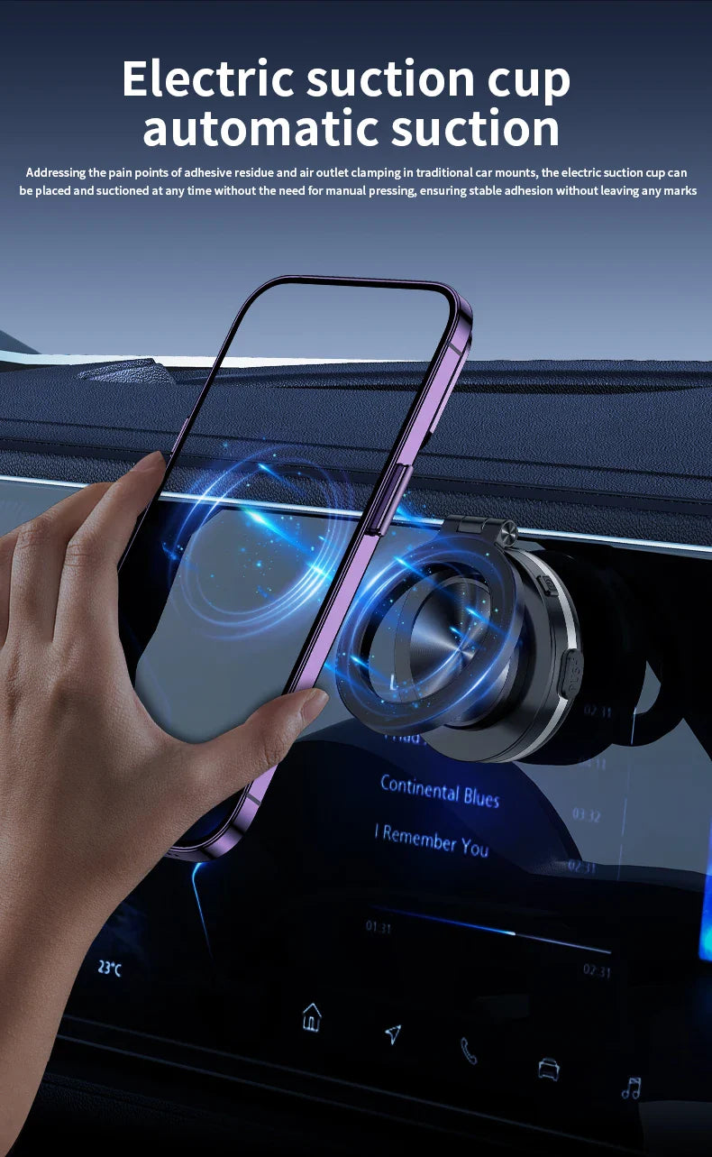 Intelligent Magsafe Car Mount – Magnetic Vacuum Mobile Phone Holder with Folding Swivel Stand and Strong Adsorption