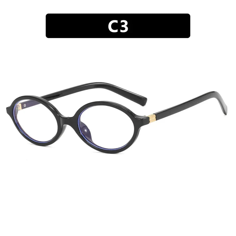 Oval Small Frame Retro Glasses for Women - Korean Plain Style Anti-Blue Light Eyewear, Ladies Optical Spectacles