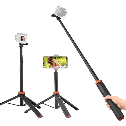 UURIG TP-02/TP-03 Selfie Stick Tripod — Flexible Ball, 130cm Max Height with 1/4'' Screw for Smartphone & Camera Vlogging