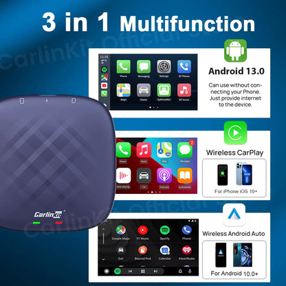 CarlinKit Android 13 AI TV Box – 8-Core Wireless CarPlay & Android Auto with Split Screen, 64G/128G for Netflix, YouTube, Play Store