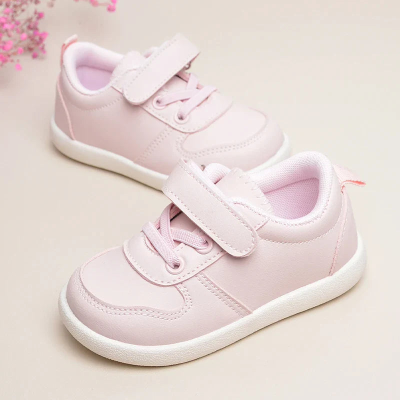 Girls Pink Low Top Sports Sneakers – Soft Casual Flat Shoes for Daily Outdoor Wear