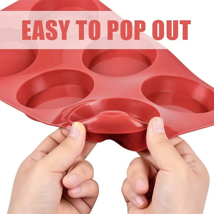 LMETJMA 6-Cavity Silicone Baking Mold – Non-Stick Round Disc Cake, Chocolate, Pie & Resin Coaster Mold JT155