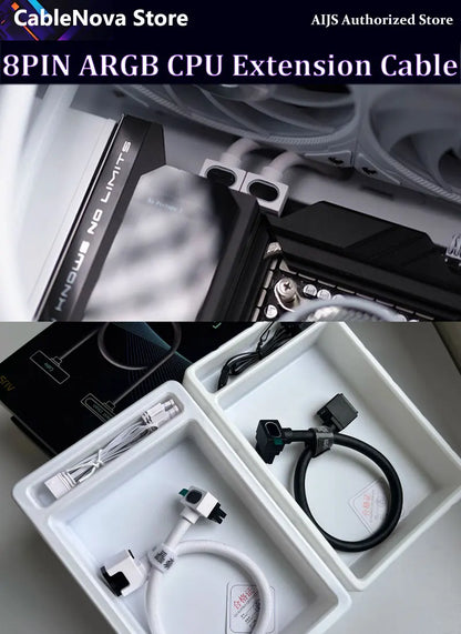 AIJS 8-Pin ARGB CPU Power Extension Cable – One-Line Computer Connection Extension Cord