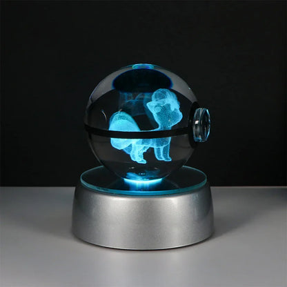 Pokémon 3D Crystal Ball LED Night Light – Pikachu Gengar Eevee Mewtwo Pokéball Base Lamp Kids Birthday & Home Decor Gift