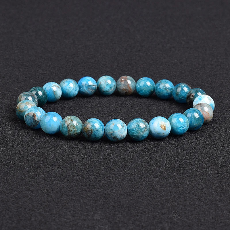 Genuine Natural Stone Beaded Bracelet – Apatite, Lapis Lazuli, Agate & Tiger Eye High Quality Crystal Gem Jewelry Bangle for Men & Women