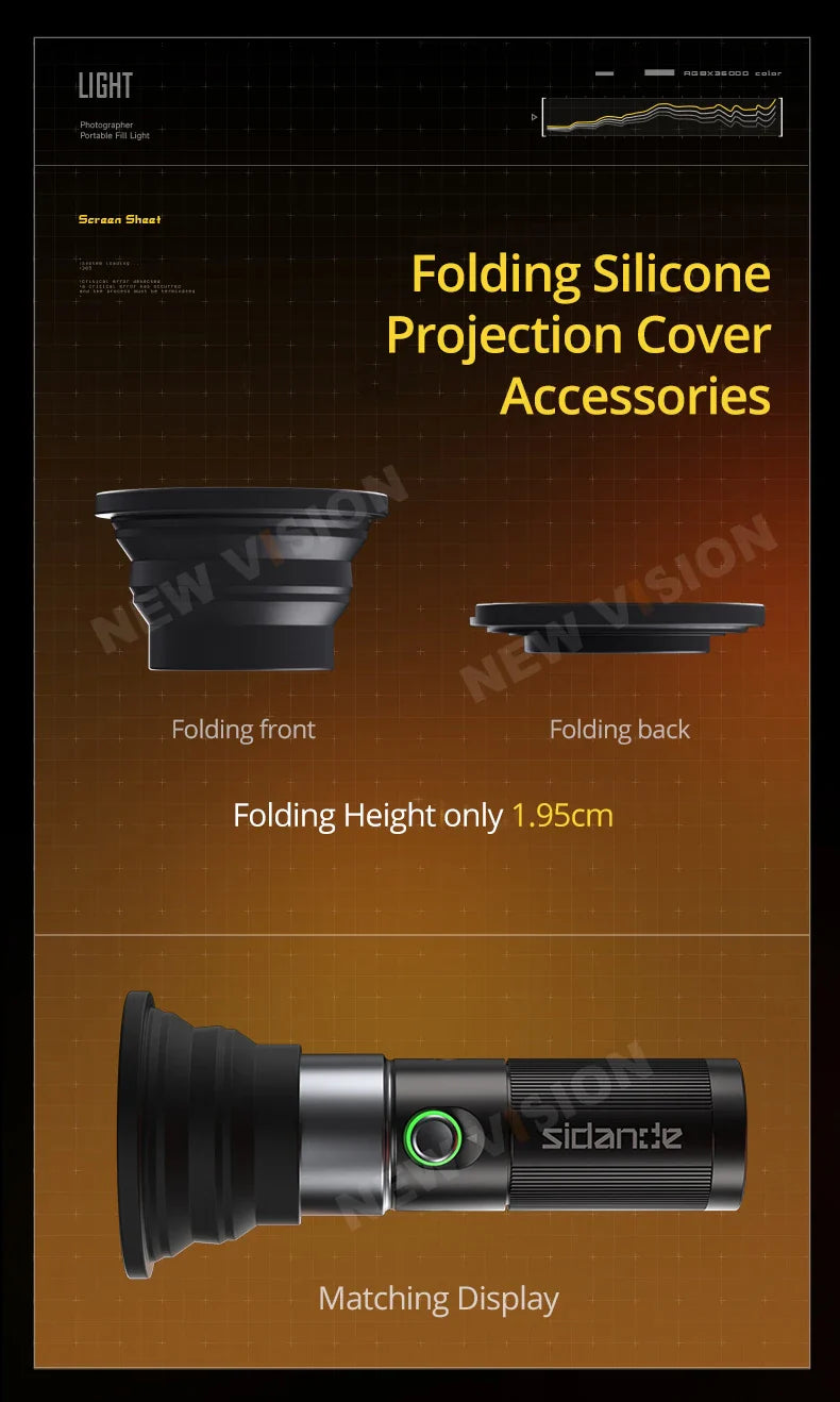 SIDANDE 10W Flashlight with Four Color Projection - 8400mAh Rechargeable Battery, 4 Hours Full-Power Output
