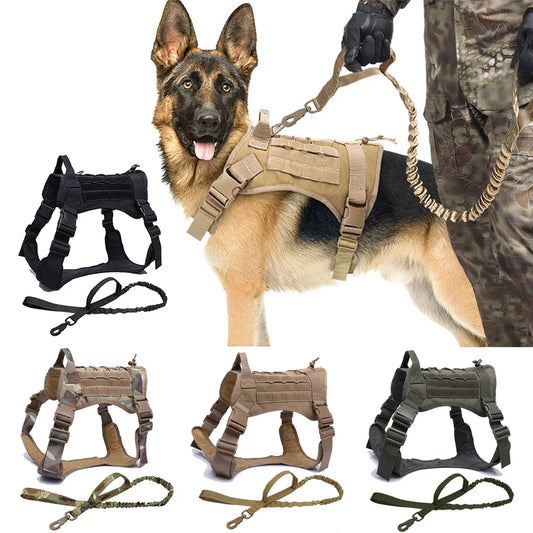Tactical Dog Harness & Leash Set: Pet Training Vest for Small, Medium, and Large Dogs - Ideal for Walking and Hunting