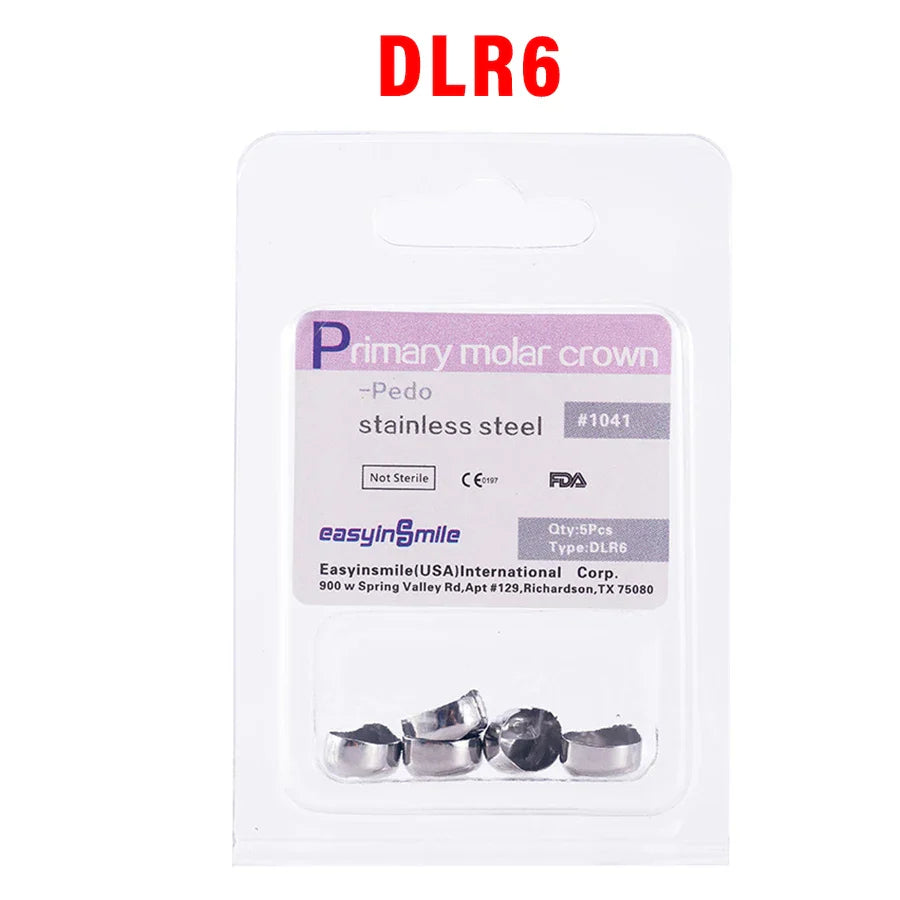 5PCS EASYINSMILE Kids Stainless Steel Dental Crowns – Primary Molar Teeth Refill D2-D7