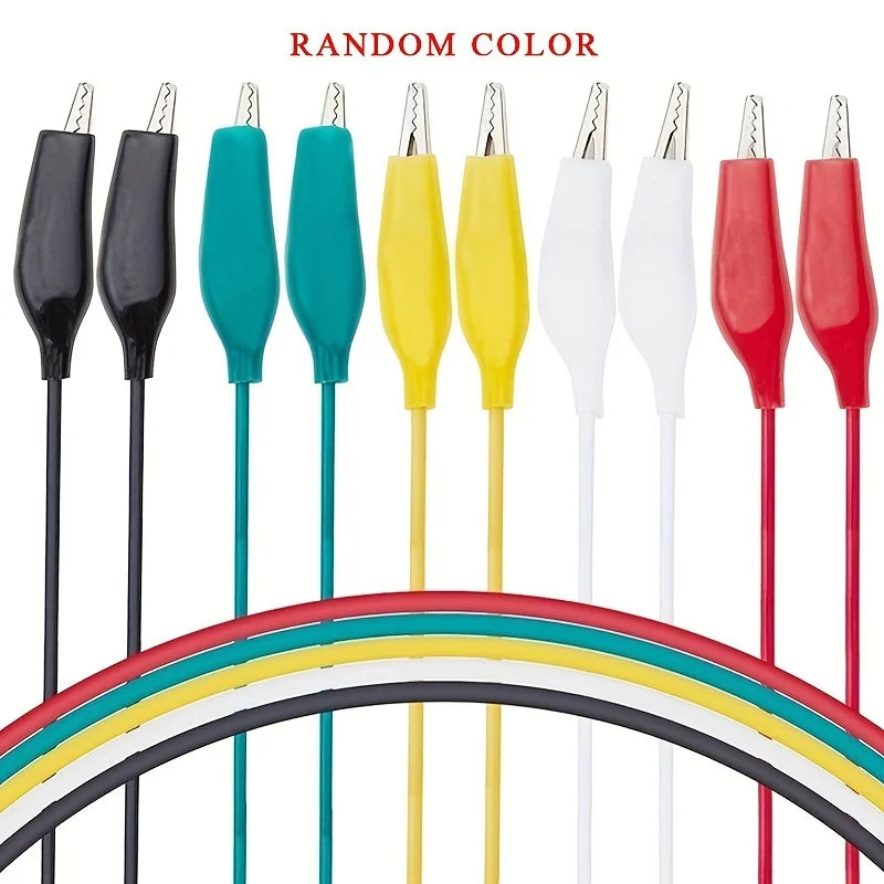 10PCS Alligator Clips Set - Electrical DIY Test Leads, Double-Ended Crocodile Clips & 46CM Jumper Wire