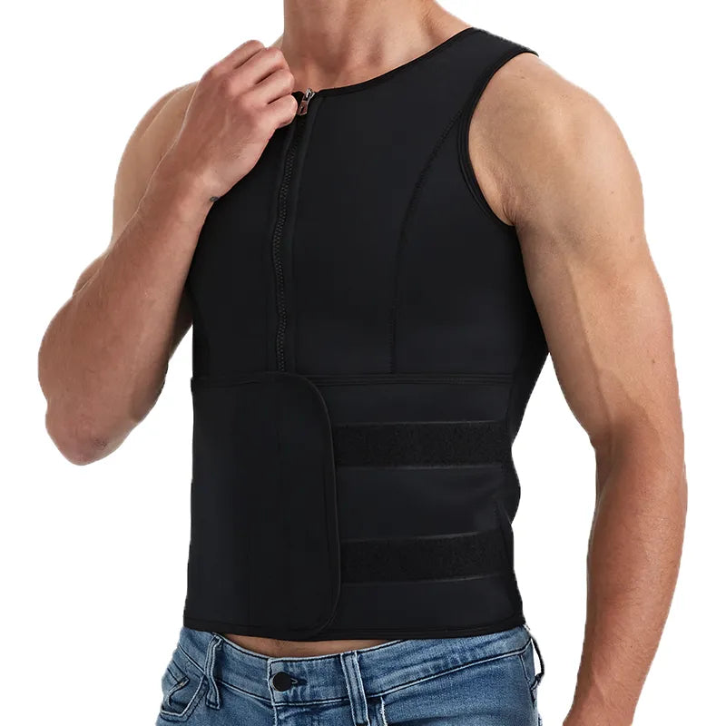 Men's Sauna Suit Sweat Vest: Body Shaper Waist Trainer for Weight Loss - Fat Burner Workout Tank Tops