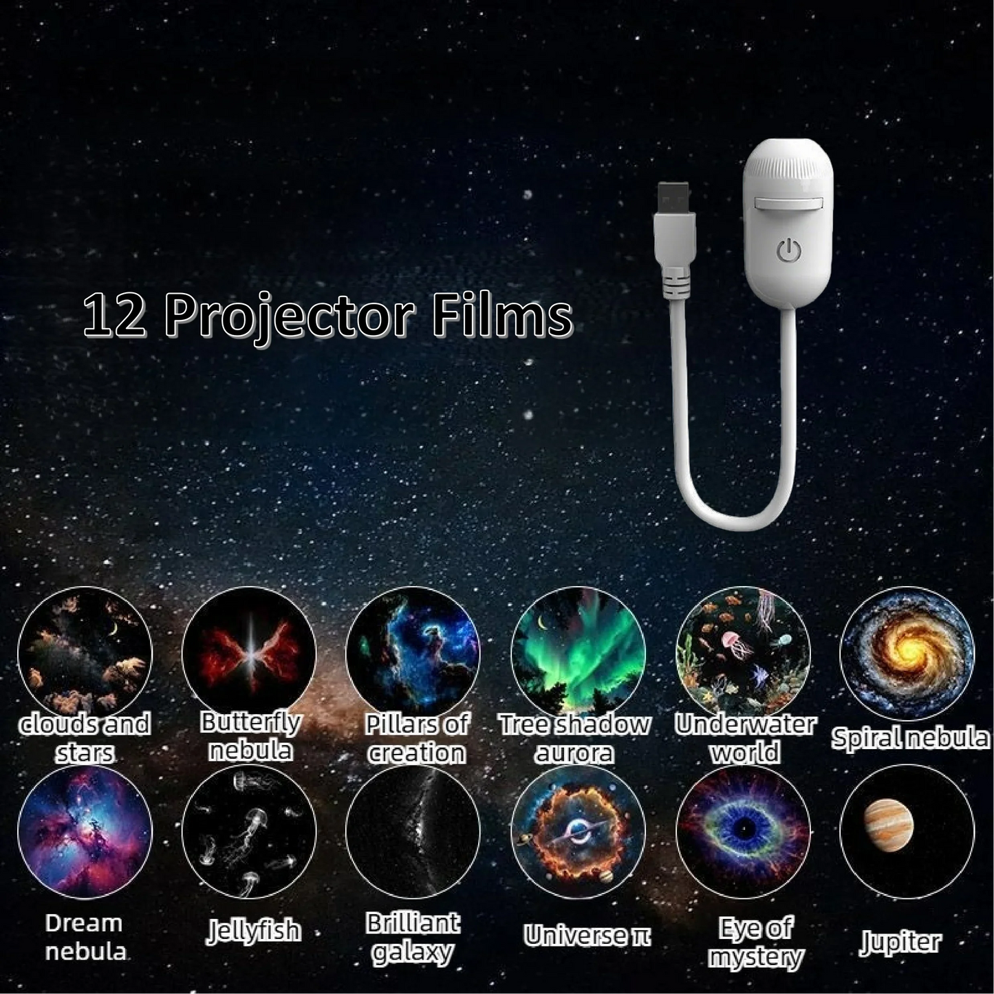 2-in-1 Mini Galaxy Star Projector Night Light – Starry Sky Ambient Bedroom Lamp for Sleep, Relaxation & Home Decoration
