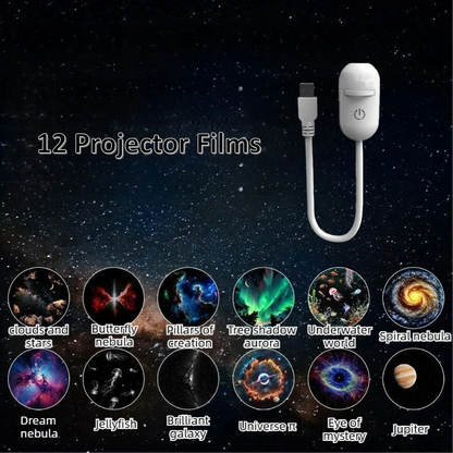 2-in-1 Mini Galaxy Star Projector Night Light – Starry Sky Ambient Bedroom Lamp for Sleep, Relaxation & Home Decoration