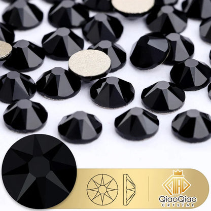 QIAO 2088 Crystal Nail Art Rhinestones — Flat Back Non-Hotfix Strass for DIY Nail Decorations (8 Big + 8 Small)