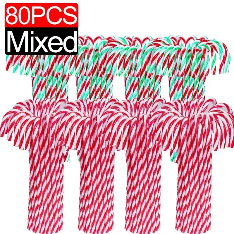 100/10pcs Christmas Candy Cane Ornaments – Plastic Twisted Hanging Decorations for Tree & Party Favors