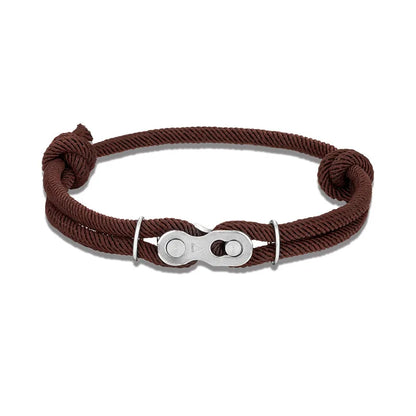 MKENDN Men’s Punk Bicycle Chain Rope Bracelet — Adjustable Nautical / Mountain Bike Magic Buckle