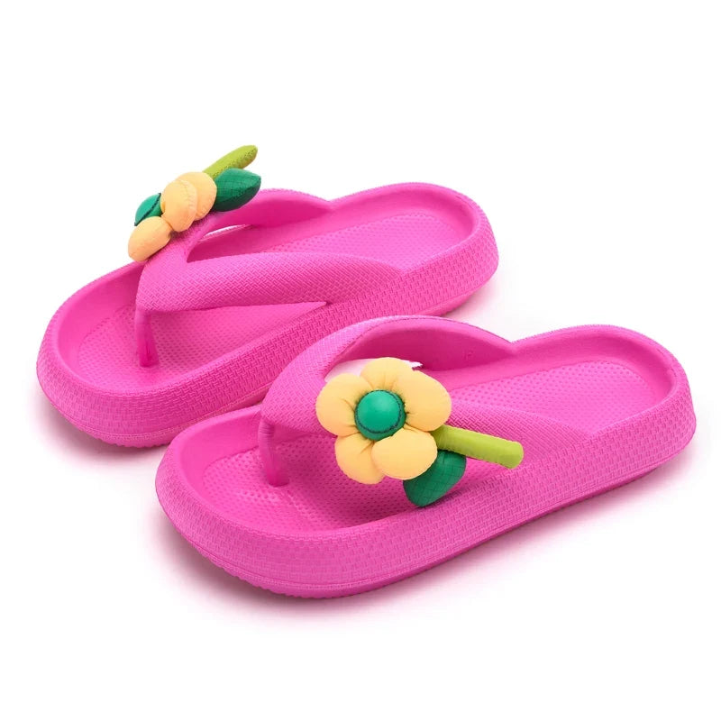 Women’s Phalaenopsis Flower Flip Flops - Cute Multicolor Summer Slippers