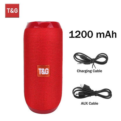 T&G TG117 Bluetooth Speaker - Portable Waterproof TWS Stereo Sound Box with TF Card & FM Radio for Outdoor Music