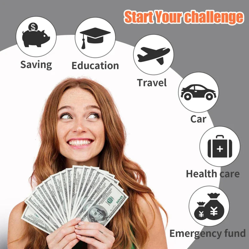 100 Day Couple's Challenge Journal – PU Leather Loose-Leaf Savings Book with Magnetic Buckle, Save & Make Money Notebook