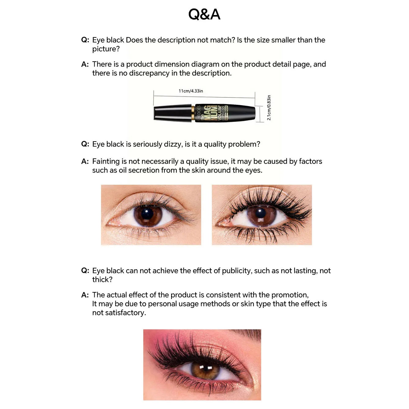 4D Black Fiber Mascara - Waterproof Eyelash Thickening, Lengthening & Curling Makeup