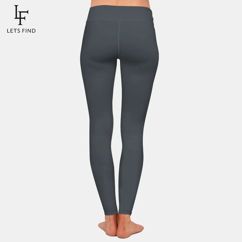 LETSFIND Women’s High Waist Full Leggings – Solid Colors, Black/Blue/Grey/Wine Red, High Elasticity & Comfort Fit