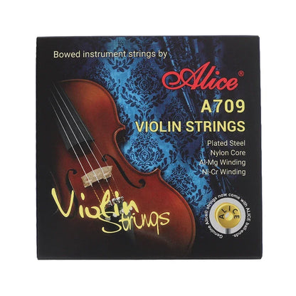 Alice A709 Violin Strings Set – Nylon Core Steel Strings with Al-Mg and Ni-Cr Winding for Professional Performance