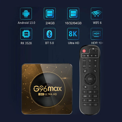 Android 13 8K Ultra HD Smart TV Box, Wifi6, 4GB/64GB, Fast Media Player, Netflix, YouTube, ATV MAXA13
