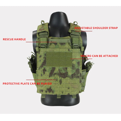 New Combat Vest 6094 – Lightweight Quick Release Laser Cut Tactical Gear for Hunting, Black Tactical Vest