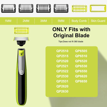 7/8 Guide Comb Guards for Philips OneBlade – Compatible with QP2520, QP2530, QP2620, QP2630, QP6510, QP6520, QP6620, Beard Trimmer & Face Hair Clippers