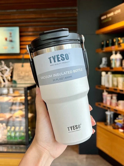 Tyeso Double-Layer Insulated Coffee Cup – Large Capacity Portable Stainless Steel Ice Cream Cup