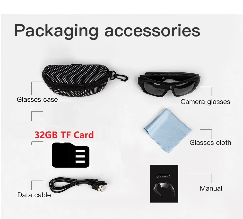 4K HD Smart Glasses Camera — Eyewear Camcorder for Driving, Cycling & Outdoor Video Recording