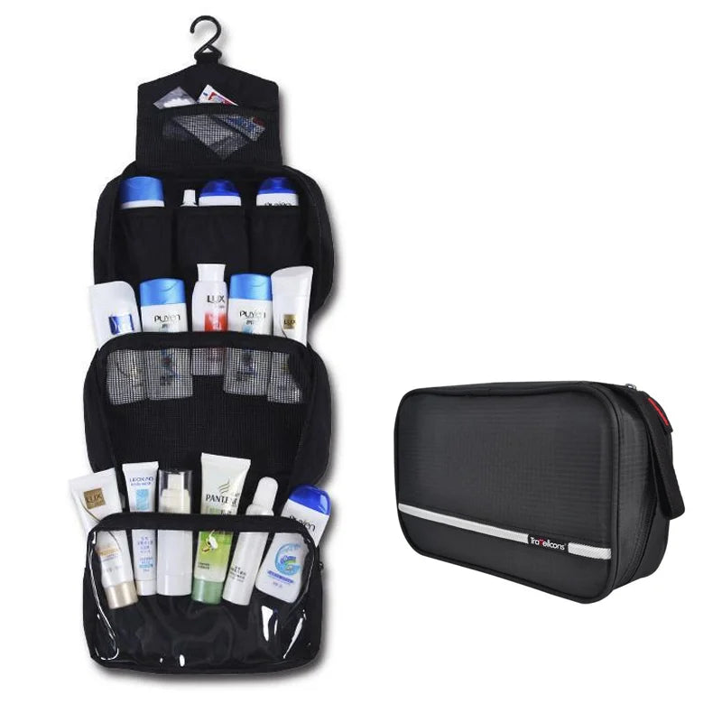 Hanging Travel Toiletry Bag | Organizer Kit for Men & Women with Cosmetics & Makeup Storage