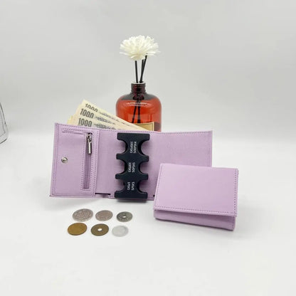 Multi-Functional 2-in-1 Portable Coin Clip & Card Wallet – Colorful Tri-Fold Coin Purse for Travel & Loss Prevention