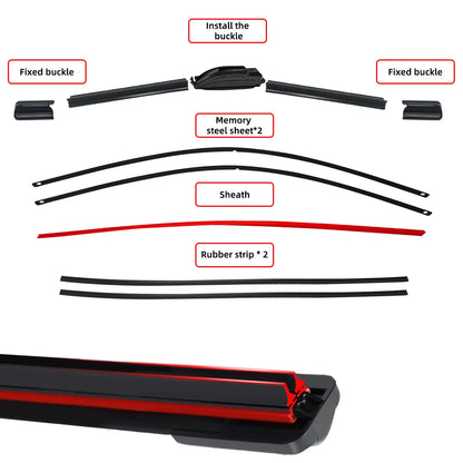 Universal J/U-Shaped Double Rubber Strip Wiper Blade - Front Windshield Glass Cleaner for Enhanced Wiping