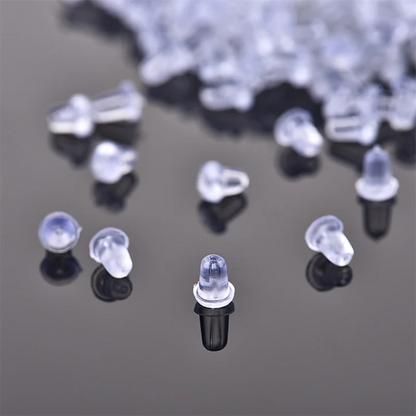 100pcs Clear Silicone Earring Backs – Soft Rubber Safety Bullet Stopper Jewelry DIY Accessories Ear Plugs Replacement
