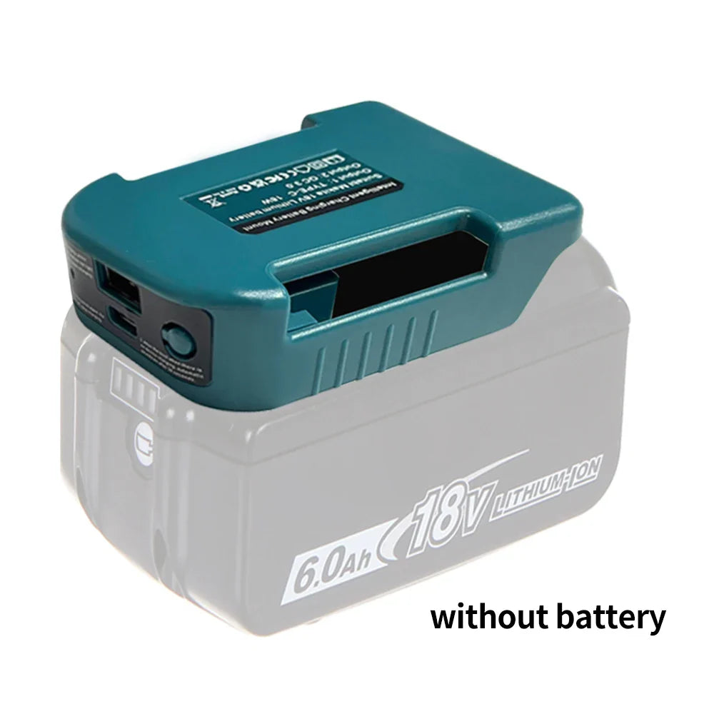 Makita 18V & 40V Battery Holder with USB & Type-C – Compatible with BL1840, BL1850, BL1860, Fast Charging Adapter for Makita Chargers