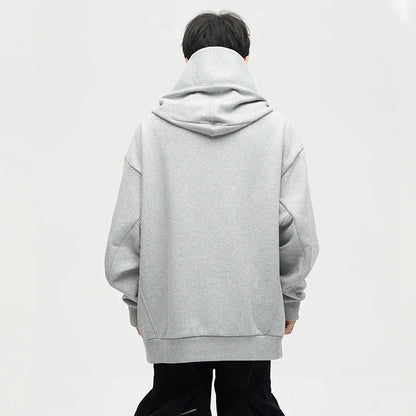 Autumn Ninja Streetwear Turtleneck Hoodie - Men's Embroidered Y2K Vintage Fleece Sweatshirt, Hip Hop Fashion
