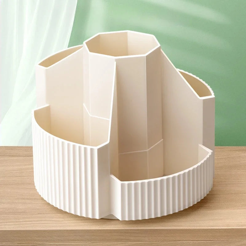360° Rotating Desk Organizer - 5 Slot Stationery Storage Box for Pencils Pens Office and School Supplies