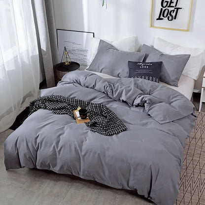 Nordic Solid Color Sanding Duvet Cover Set – 220x240cm Queen King Bedding with Pillowcases (No Sheet)