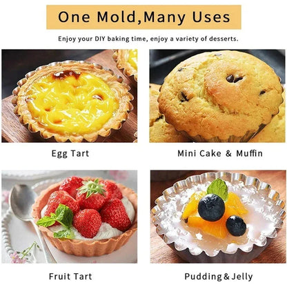 Non-Stick Egg Tart Mold Set (10/20/30PCS) – Durable Aluminum Baking Cups for Mini Tarts, Pies, Cupcakes & Muffins