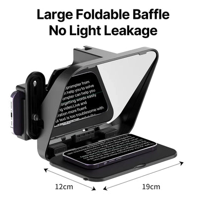 Ulanzi RT02 Portable Mini Teleprompter – Collapsible Prompter for Tablets, DSLR, Laptop & Phone Video Recording
