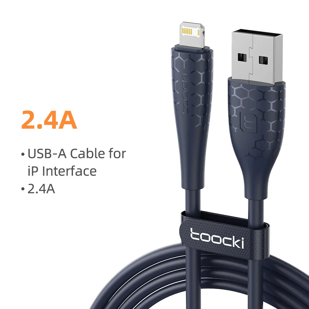 Toocki 2.4A Lightning Cable – Fast Charging USB Cord for iPhone 14/13/12/11 Pro Max, iPad, 8/7 Plus