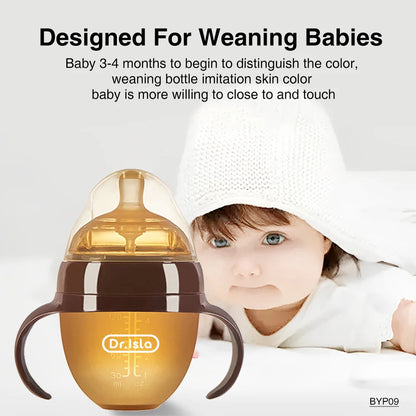 150ML/250ML Portable Baby Bottle – Silicone Feeding Bottle with Handle, Drop-Resistant & BPA Free for Newborns