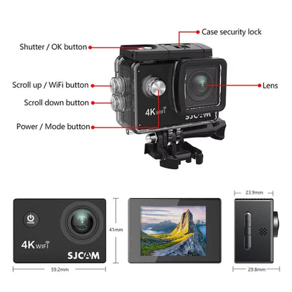 SJCAM SJ4000 Air Action Camera — 4K Video, 30M Waterproof, 2.4G WiFi Sports Cam for Bicycles & Motorcycles