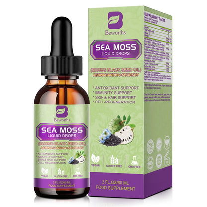 BEWORTHS Sea Moss & Soursop Graviola Extract Drops – Immunity, Kidney Health, Digestion & Antioxidant Support
